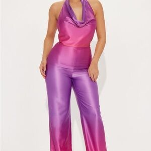 Fashion Nova Vibrant Pink and Purple Jumpsuit
